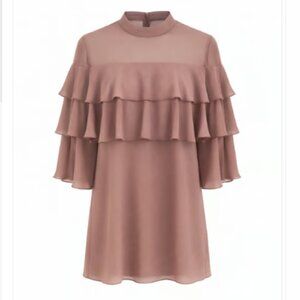 Farrow Women's Small Mauve Chiffon Ruffle Dress